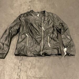 Alfani Black Faux Leather Jacket with Zipper